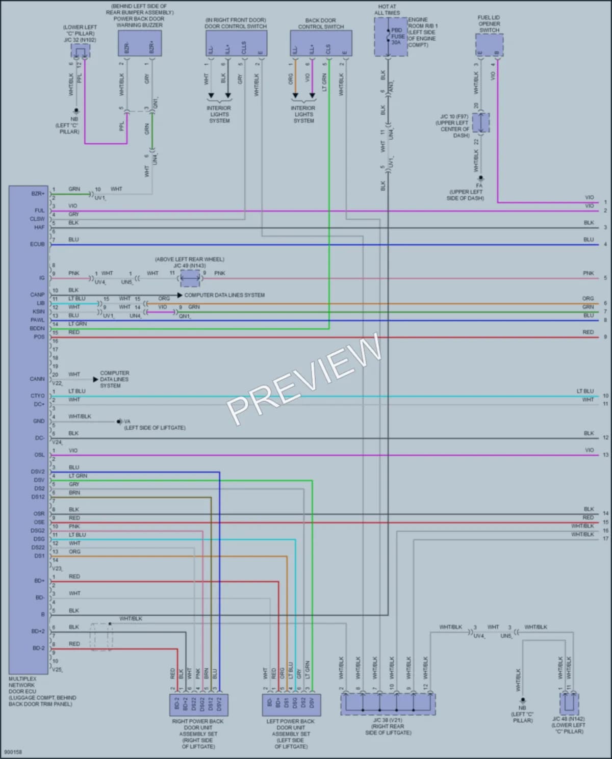 2025 Lexus UX300h Trunk Tailgate Fuel Door wiring diagram preview