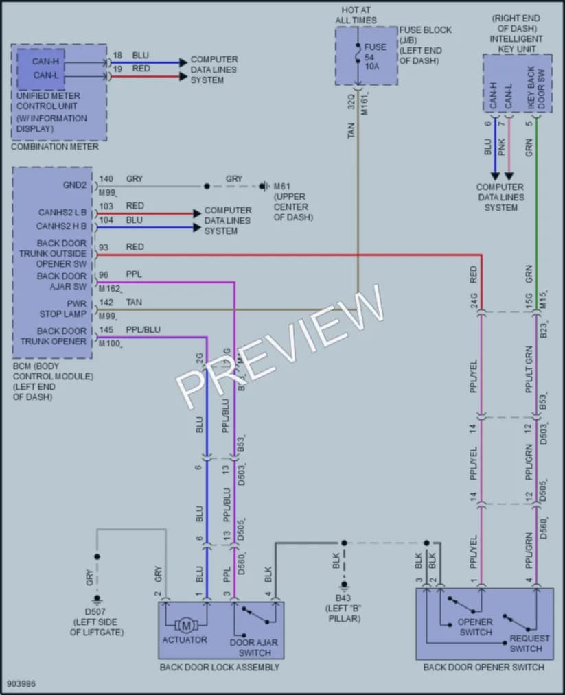 2025 Nissan Kicks Trunk Tailgate Fuel Door wiring diagram preview