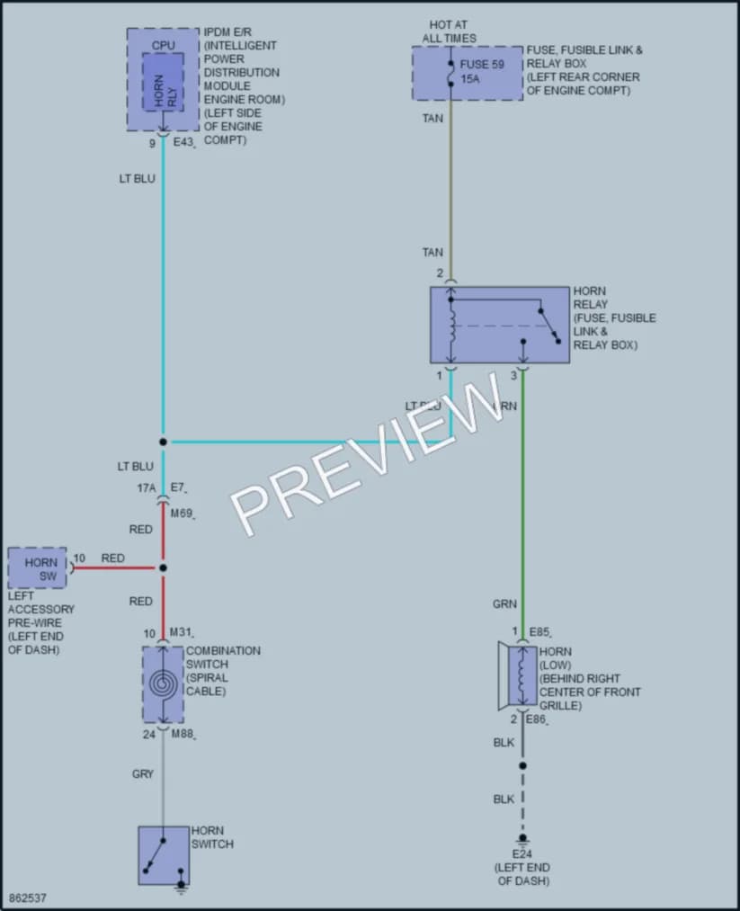 2025 Nissan KicksPlay Horn wiring diagram preview