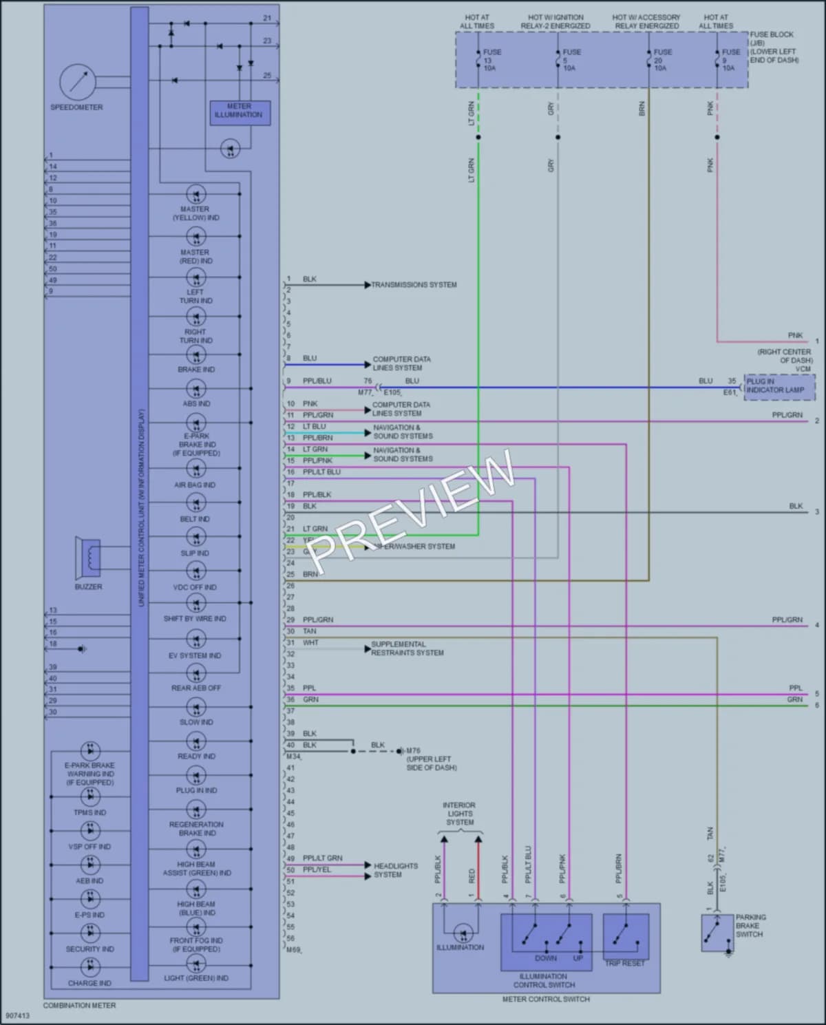 2025 Nissan LEAF Instrument Cluster wiring diagram preview