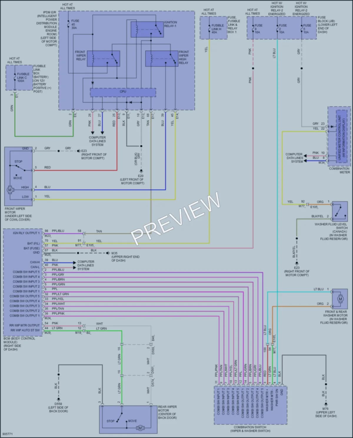 2025 Nissan LEAF Wiper Washer wiring diagram preview