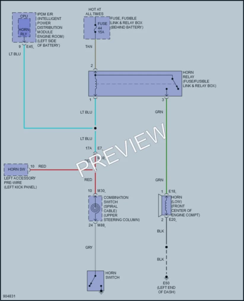 2025 Nissan Versa Horn wiring diagram preview