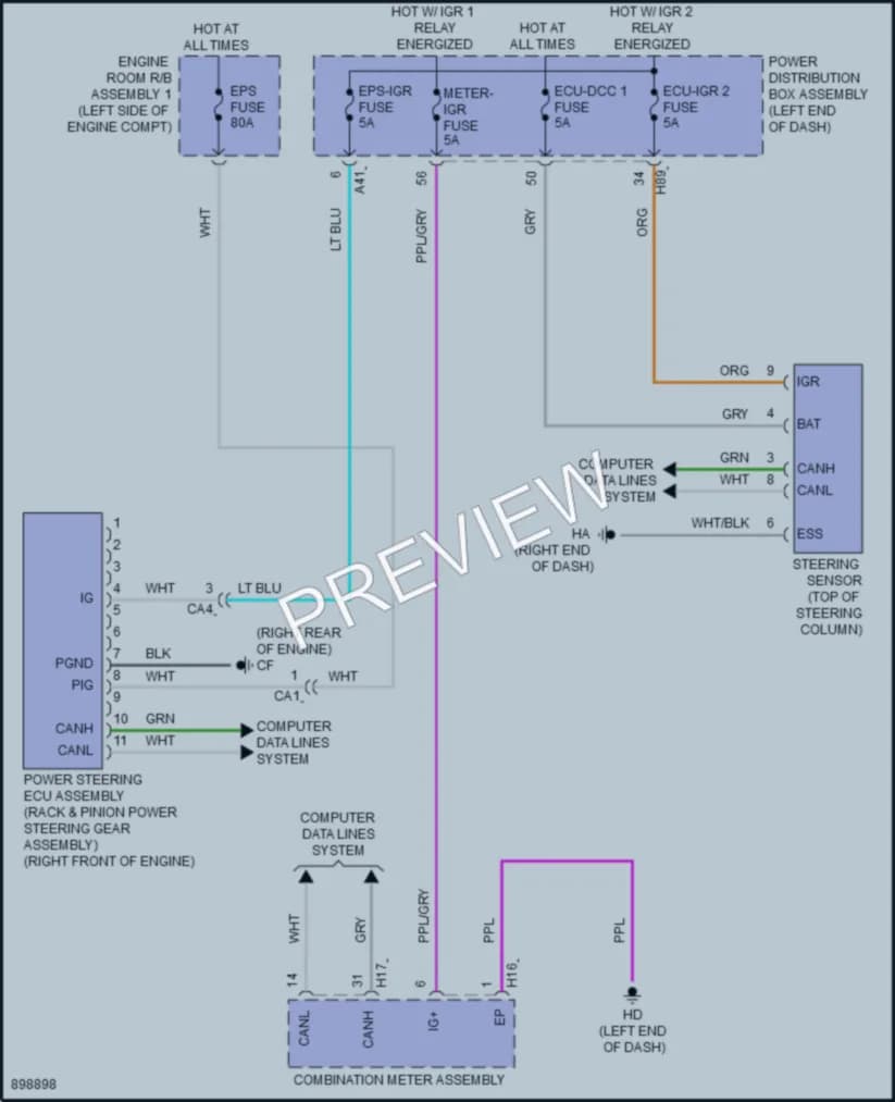 2025 Toyota CamryHybrid Electronic Power Steering wiring diagram preview
