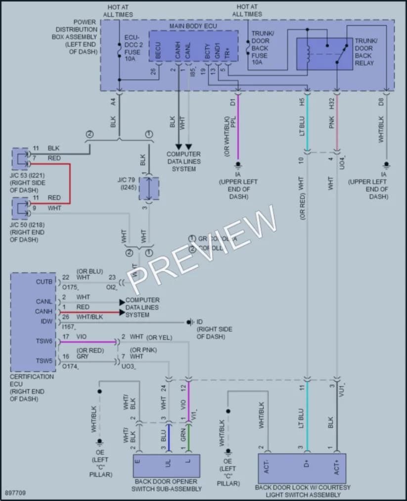 2025 Toyota Corolla Trunk Tailgate Fuel Door wiring diagram preview