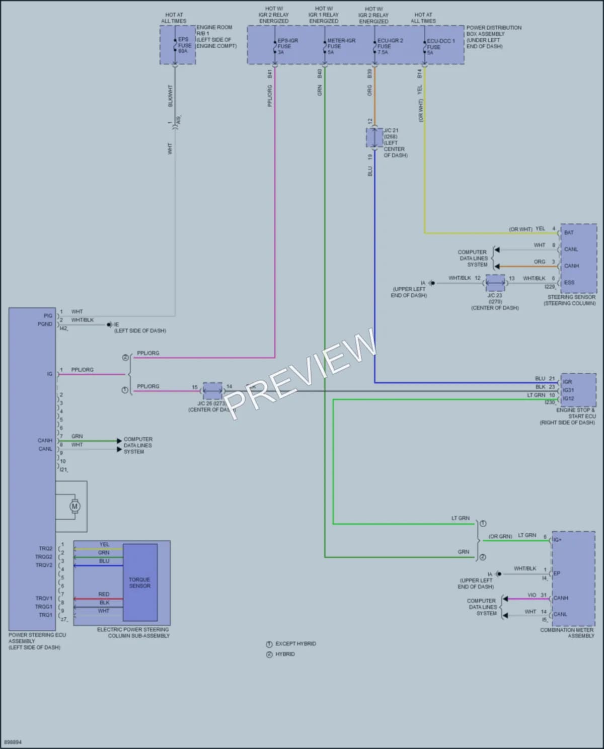 2025 Toyota CorollaCross Electronic Power Steering wiring diagram preview