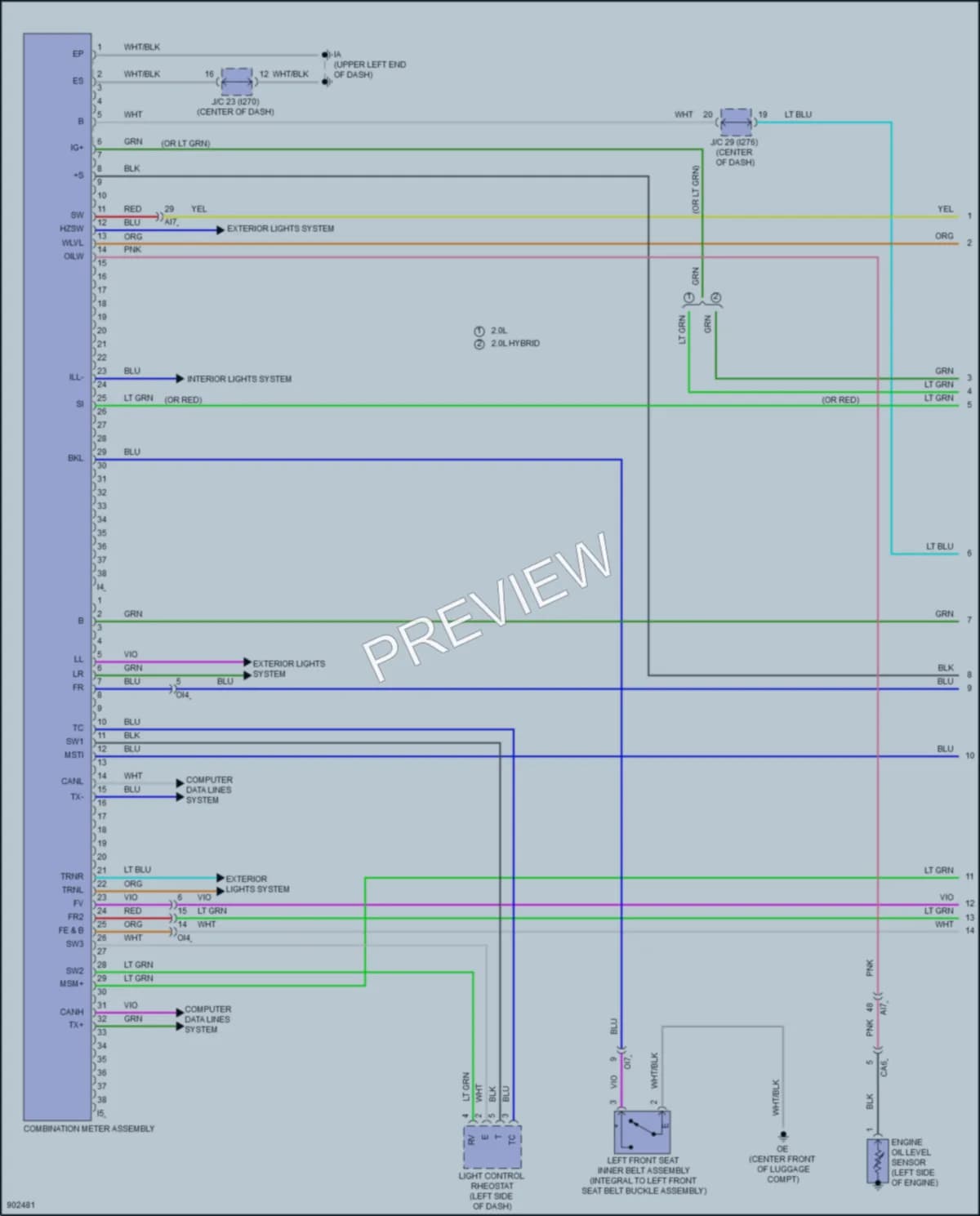 2025 Toyota CorollaCross Instrument Cluster wiring diagram preview