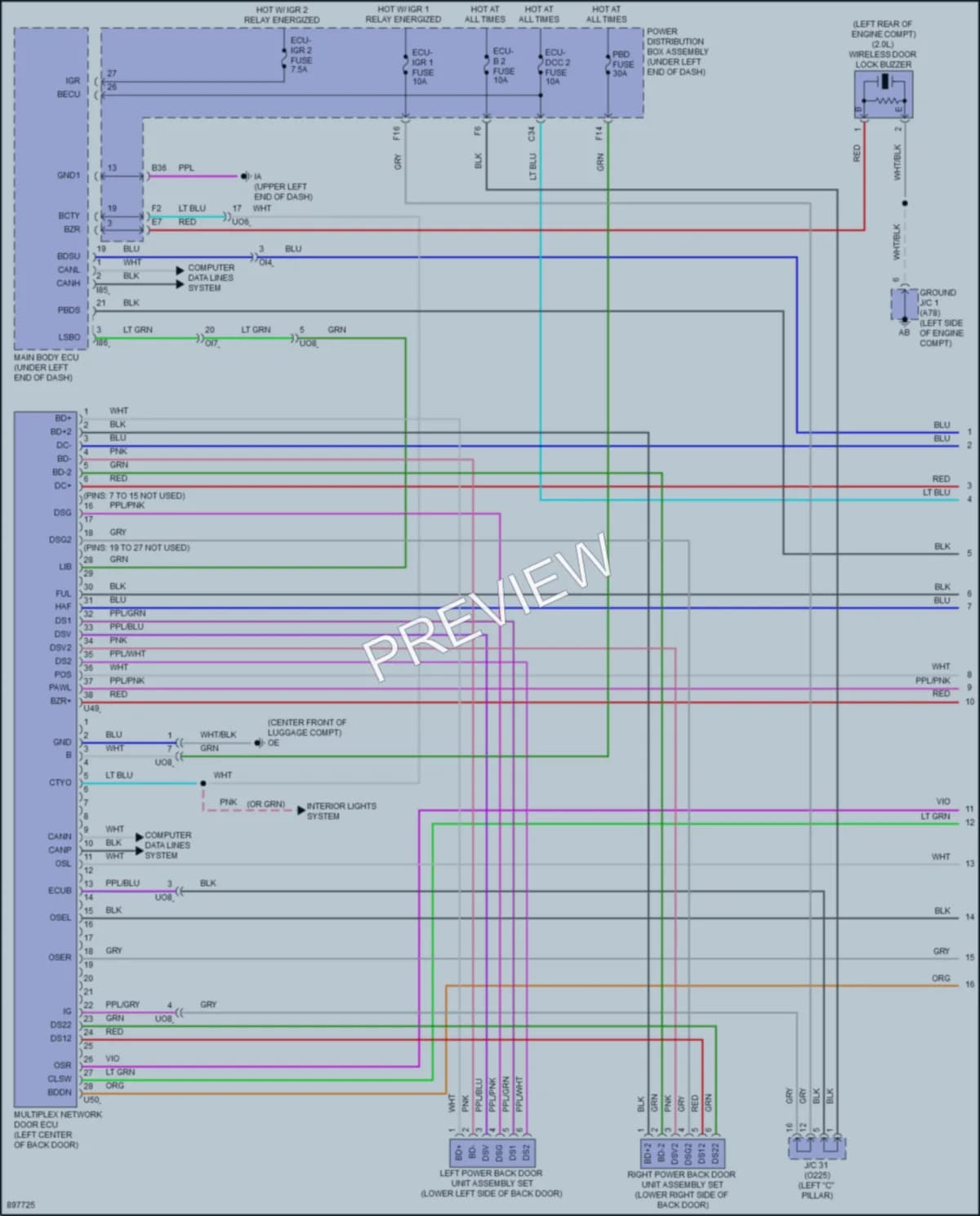2025 Toyota CorollaCross Trunk Tailgate Fuel Door wiring diagram preview