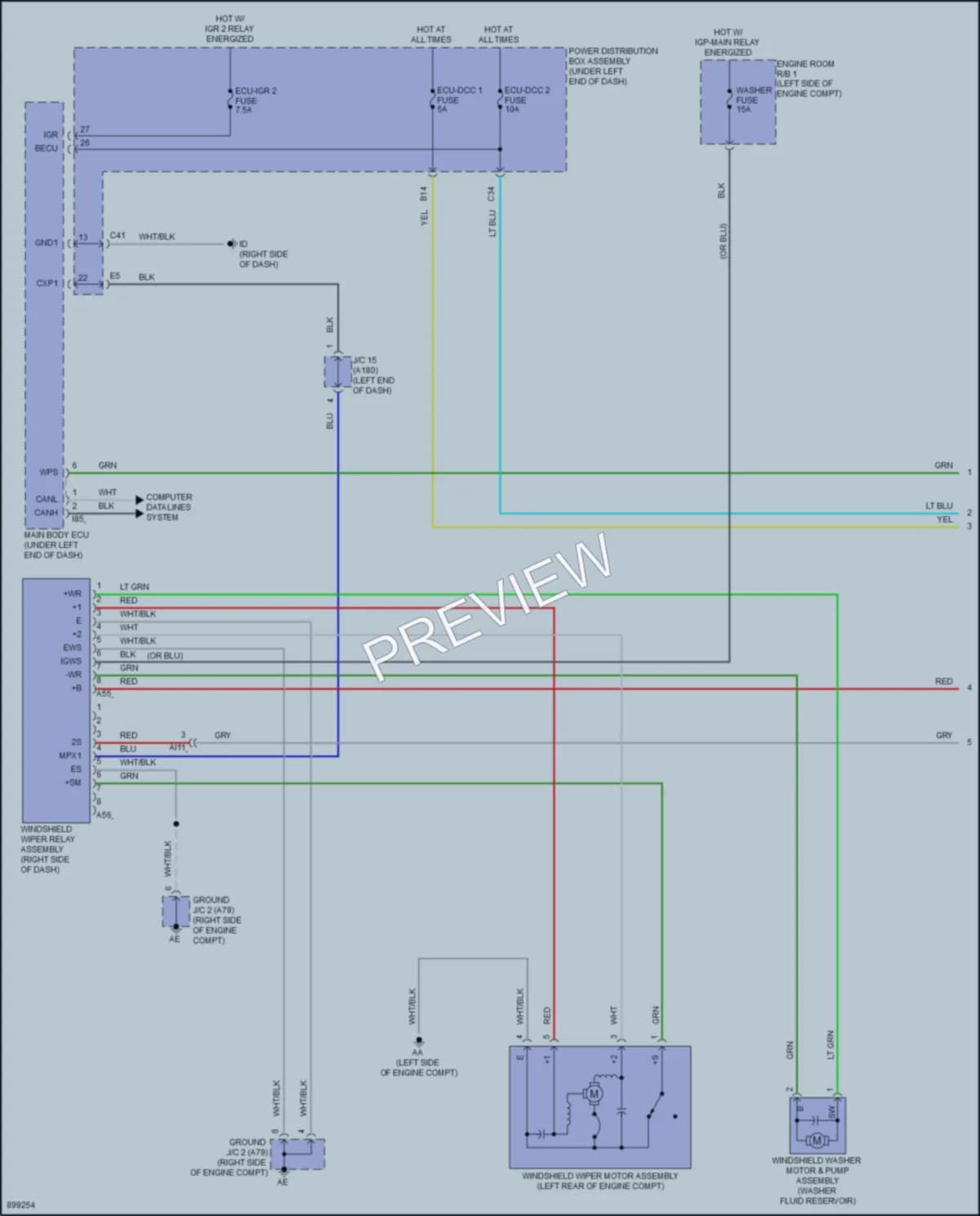 2025 Toyota CorollaCross Wiper Washer wiring diagram preview