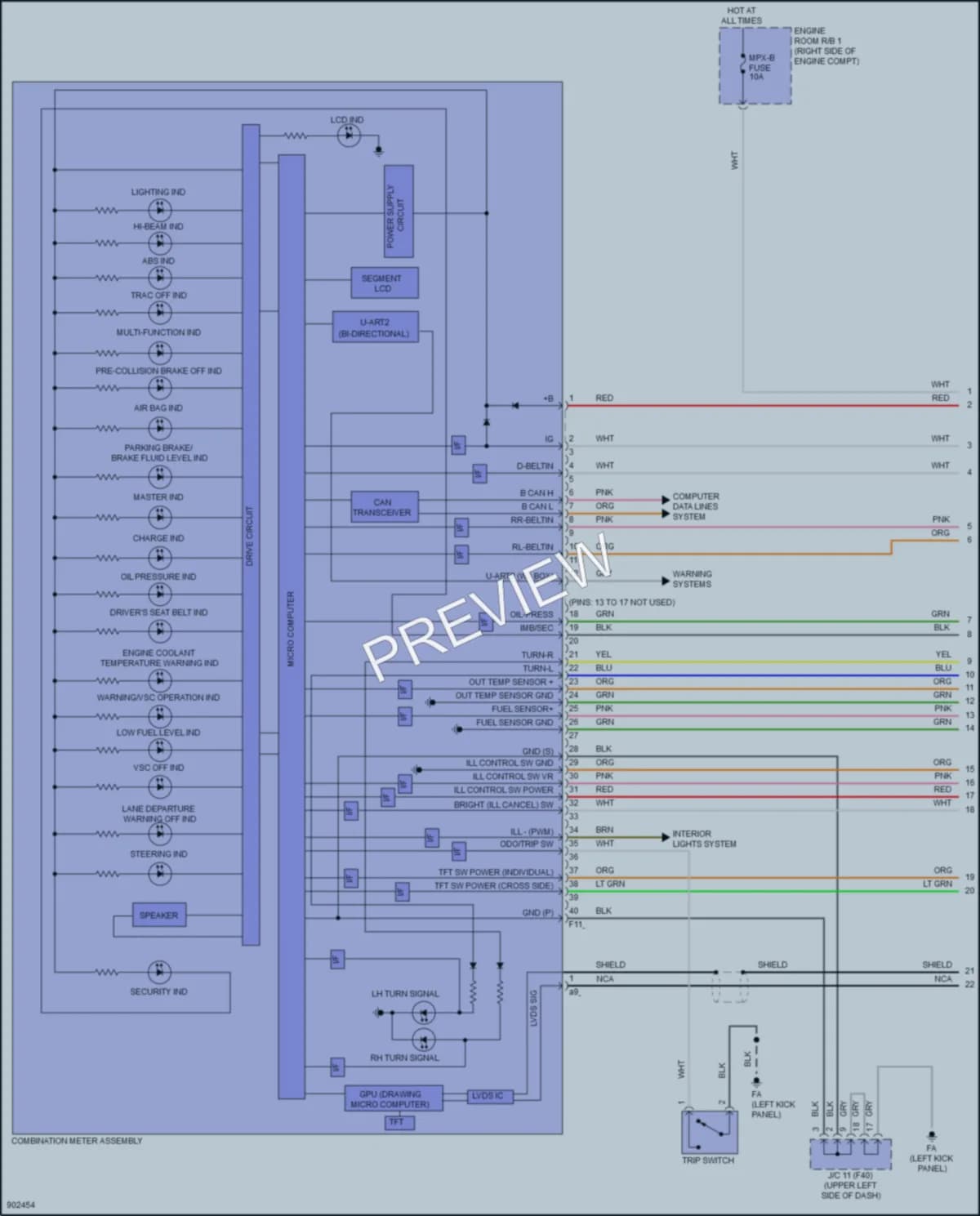 2025 Toyota GR86 Instrument Cluster wiring diagram preview