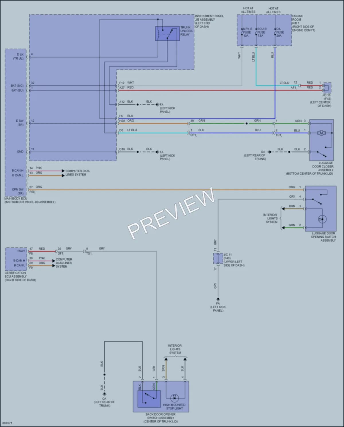 2025 Toyota GR86 Trunk Tailgate Fuel Door wiring diagram preview