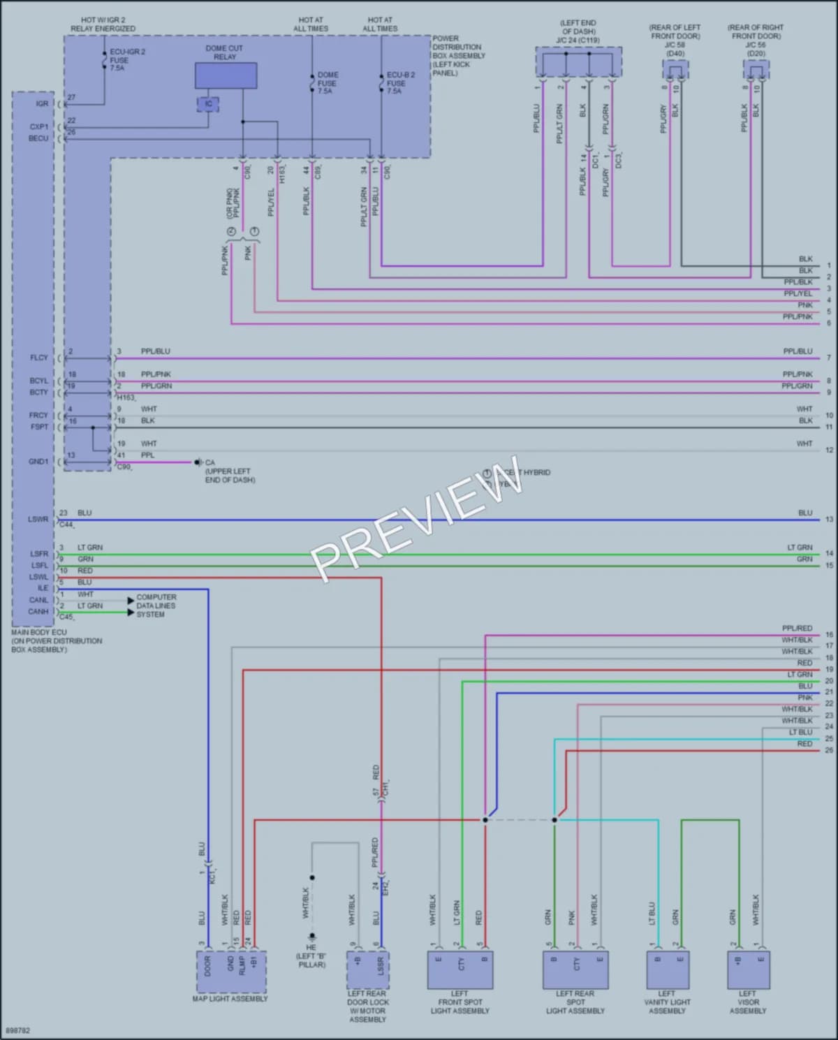 2025 Toyota Highlander Interior Lights wiring diagram preview