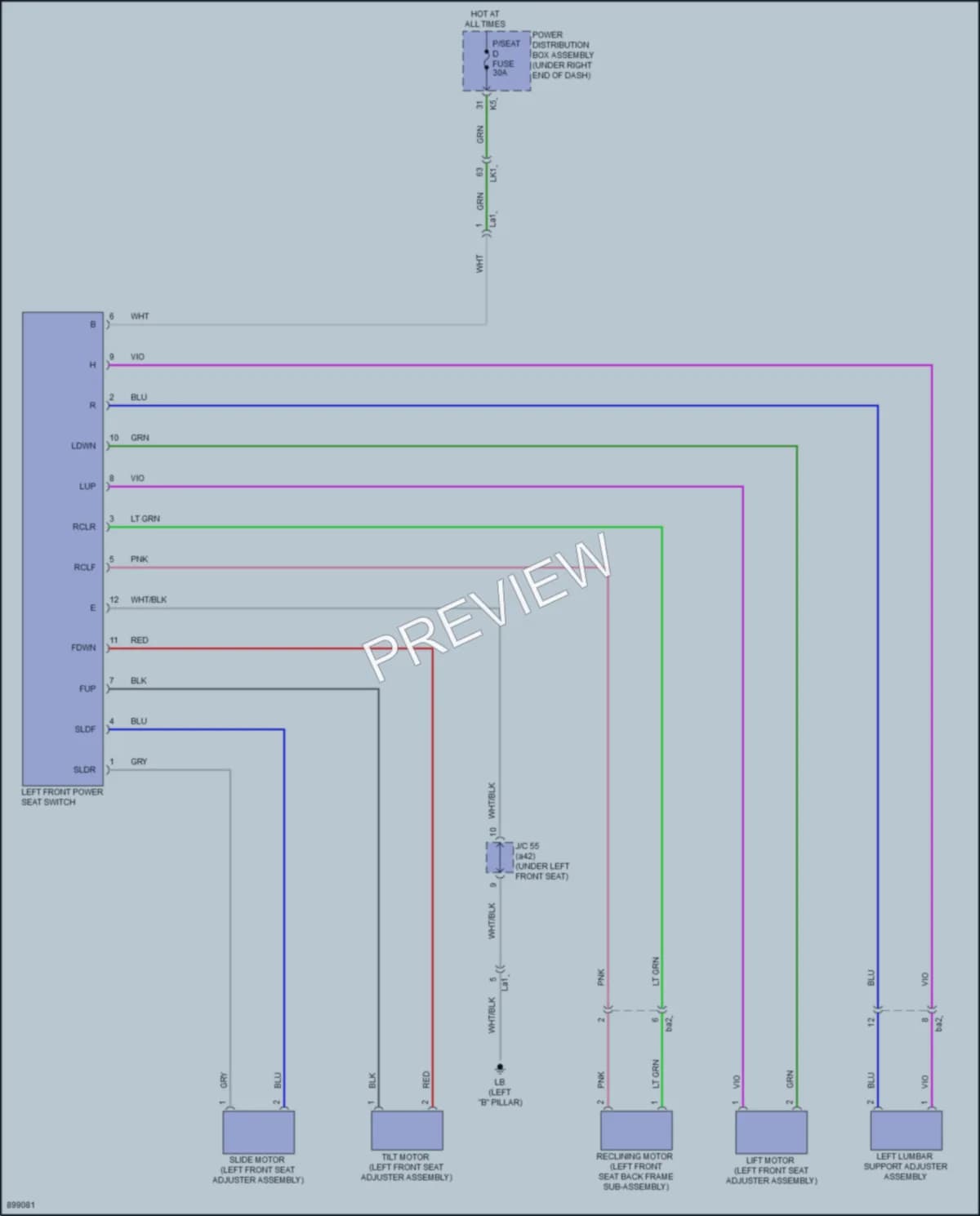 2025 Toyota LandCruiser Power Seats wiring diagram preview