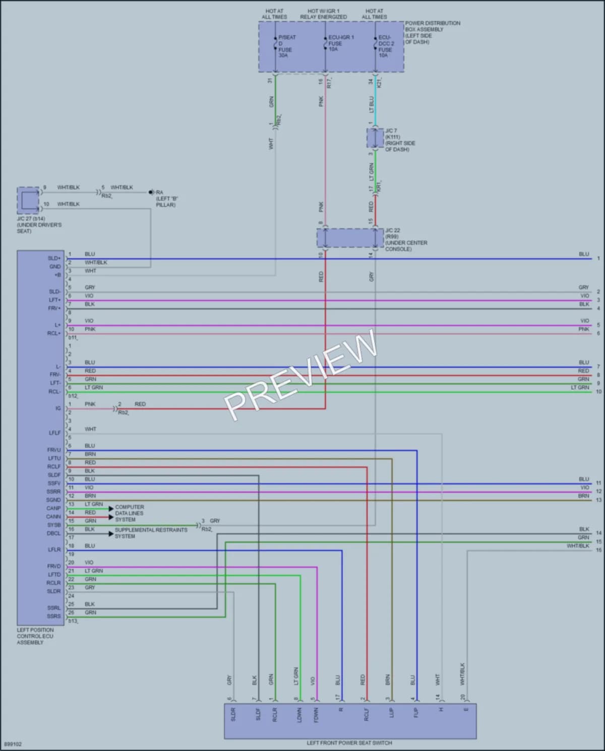 2025 Toyota Prius Memory Systems wiring diagram preview