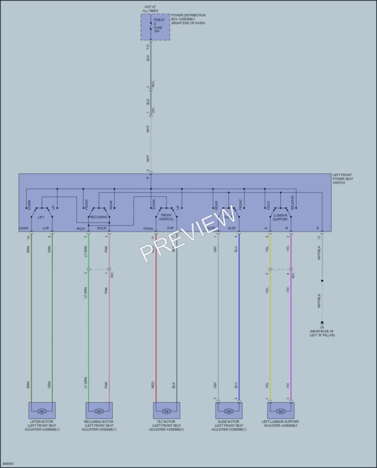 2025 Toyota Sequoia Power Seats wiring diagram preview