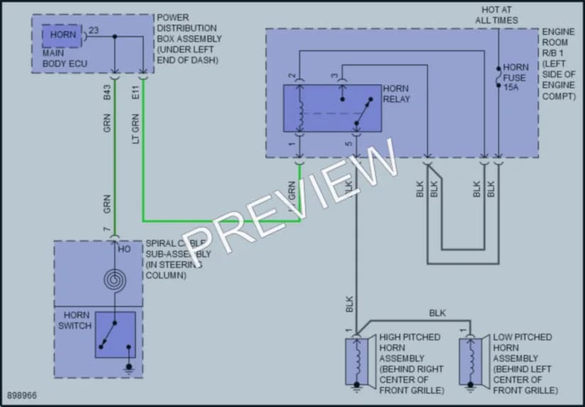 2025 Toyota Sienna Horn wiring diagram preview