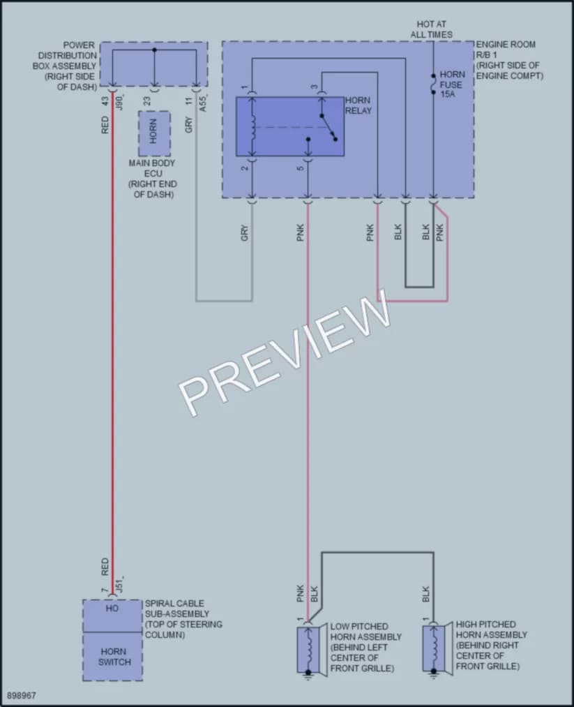 2025 Toyota Tacoma Horn wiring diagram preview