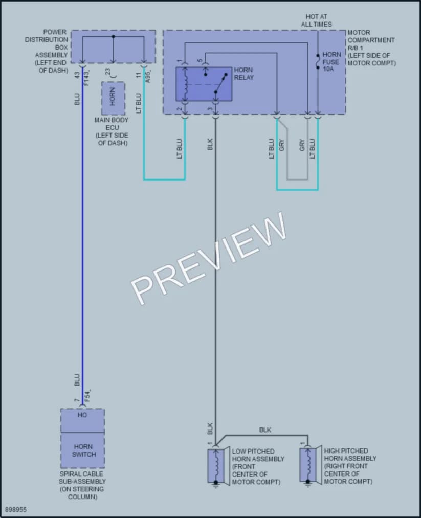 2025 Toyota bZ4X Horn wiring diagram preview